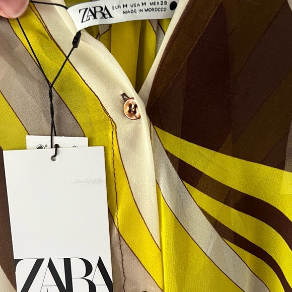 Zara Swim Cover Up Kaftan Sheer Retro Geo Print Loose Boho Pattern Beach Medium - Picture 13 of 15